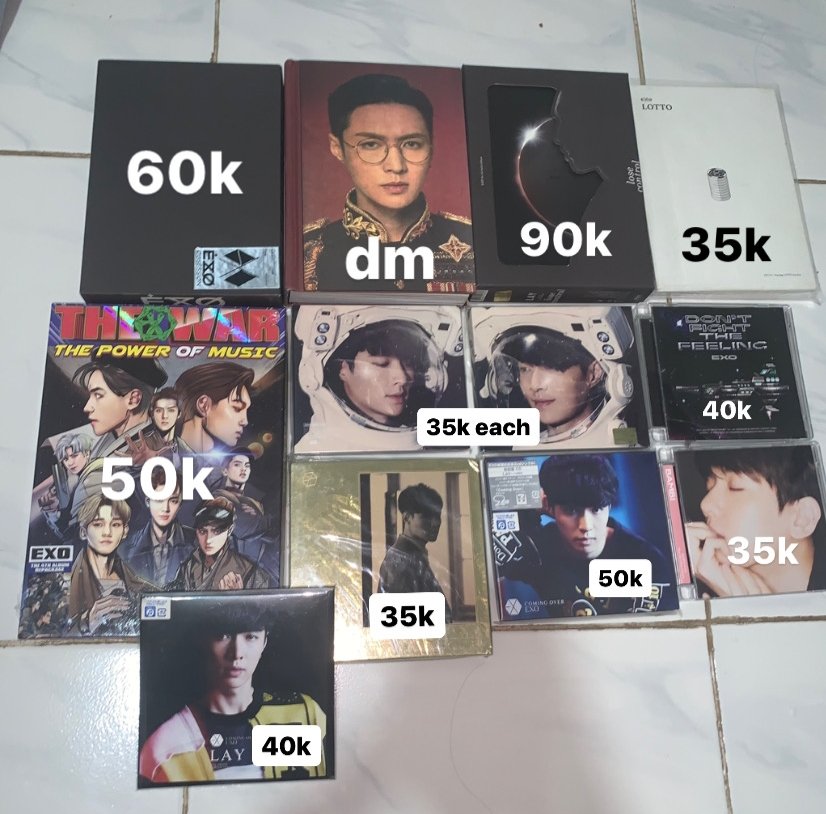 jetlaggrup's tweet photo. WTS 
JUAL ALBUM EXO MURAH 
1 billion view 50k
don't mess up my tempo 35k
baekhyun bambi 50k
kokobop 35k
don't fight the feeling 60k
universe 35k
ex'act monster 35k
suho self potrait 45k
obsession 60k
lay sheep dm
loose control 90k
ex'act lotto 35k
the war power 50k
lay exodus 35 https://t.co/sRYOaGaHlR