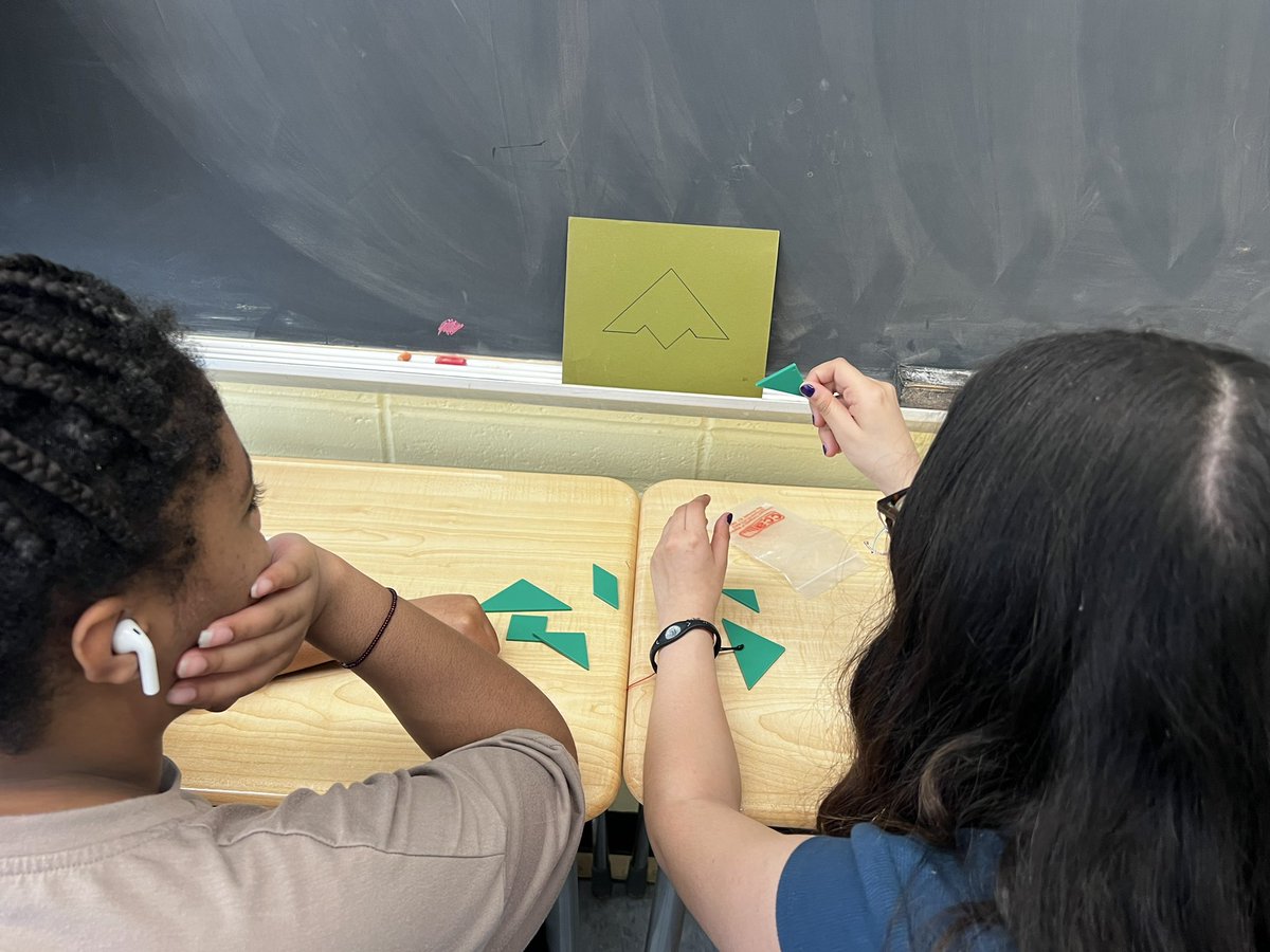 Taramauer's tweet image. Fun with tangrams in Mrs. Tantleff’s Advanced Algebra class! #studentengagement #ThisIsOSD #OHSMath