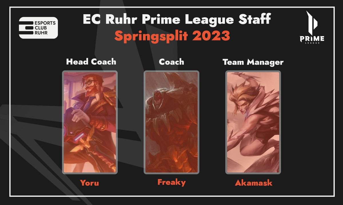 ECRuhr's tweet photo. Auch im Staff gibt es ein bisschen Verstärkung!
@CoachYoru wird als neuer Head Coach zusammen mit unserem ehemaligen Jungler Freaky an der Seitenlinie stehen!

@Akamask_ geht ins Split 6 als Manager des Teams! #ECRWIN https://t.co/SU5A7eFFjA
