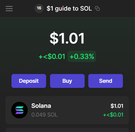 THE ULTIMATE $1 DOLLAR GUIDE TO SOLANA

We will venture into the Solana ecosystem with just ONE dollar of capital. 

Showing YOU the user experience. 

Loaded up a <a href="/phantom/">Phantom</a> wallet and ready to go.

(Thanks to @ThugGod6666 for inspiring this thread)