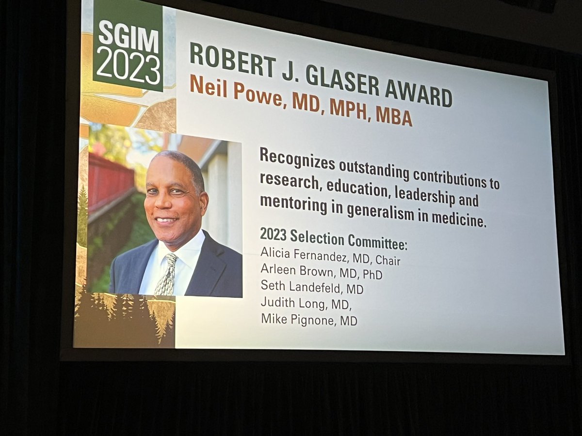Congratulations to @Neil_R_Powe on winning the #SGIM23 @SocietyGIM Glaser Award!!