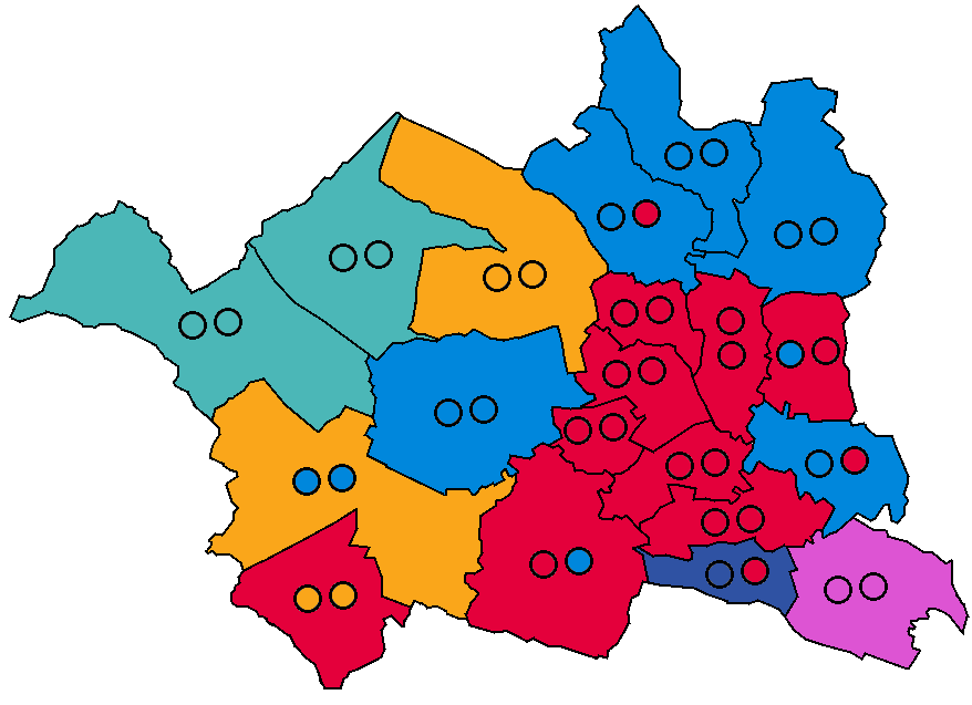 Bolton Metropolitan Borough Council Election 2023

🌹 Labour/ Labour Co-Op - 26 (+8)
🌳 Conservatives - 17 (-6)
🔶 Liberal Democrats - 6 (+1)
🫂 Horwich &amp; Blackrod First - 6 (+4)
🫂 One Kearsley - 3 (+1)
🫂 Farnworth &amp; Kearsley First - 2 (-1)