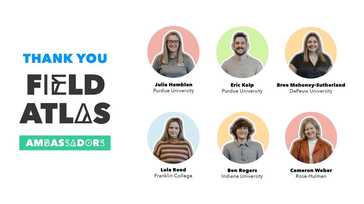 Sending a big thank you to our Spring 2023 Field Atlas Ambassadors who wrapped up their internship last week!

It was a great semester, and we loved watching you grow. Wishing you the best of luck wherever your next adventure takes you!

Learn more: myfieldatlas.com/ambassadors