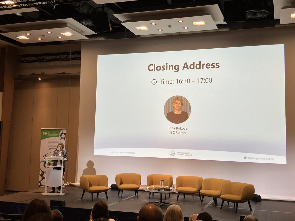 TWASnews's tweet photo. Addressing mistrust in science is key, says Irina Bokova, @ISC patron, in her closing address, adding that science is key to meet today’s challenges
#SynergiesInScience https://t.co/XD1p1EOELQ