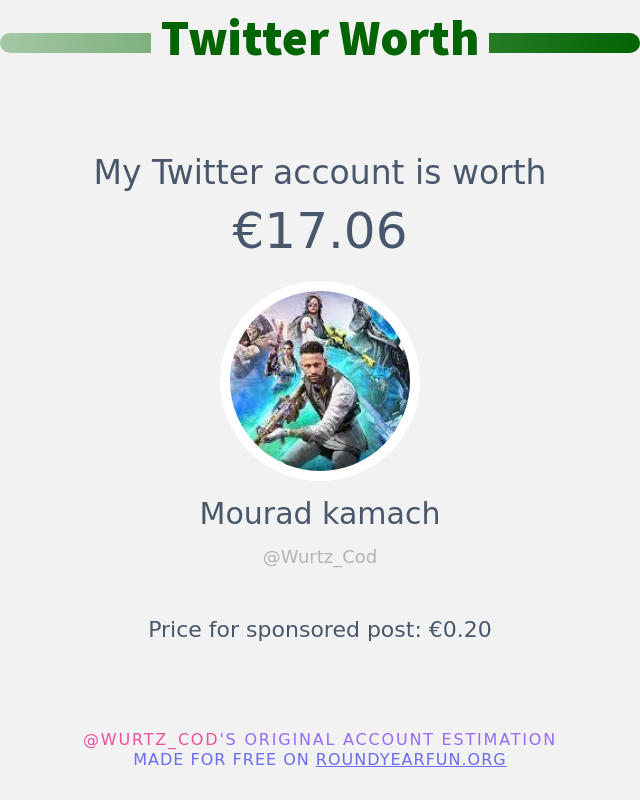 Wurtz_Cod's tweet image. Mon twitter vaut: €17.06

➡️ funroundy.click/twitterworth?l…