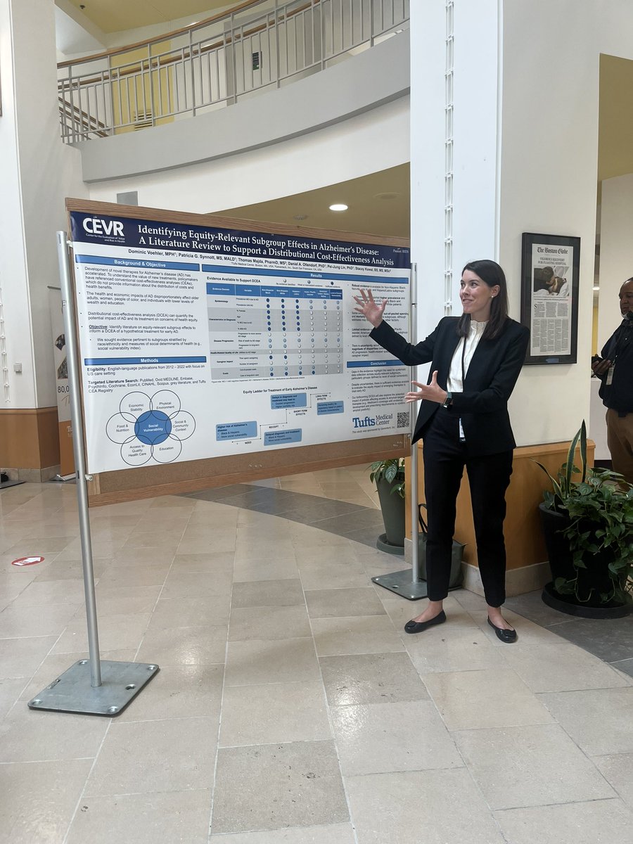 PhD candidate @PSynnott29 presenting her extensive literature review identifying equity relevant subgroup effects in Alzheimer’s disease. @tuftsctsi @TuftsCEVR