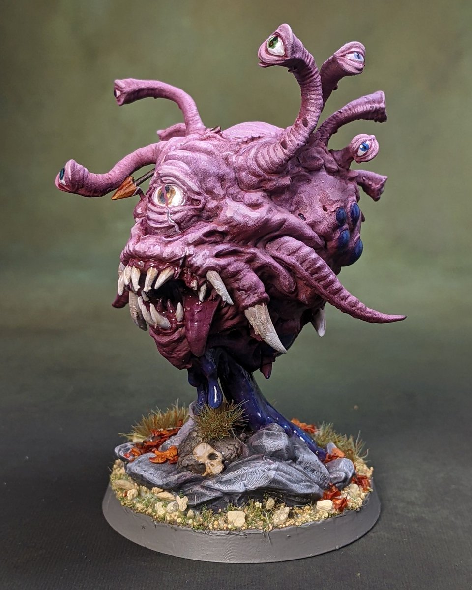 ST_conclave's tweet photo. Did you miss out on Mini Monday?

"Urrock'h Ancient Eye" - @tavernww - Painted by Storyteller Sara. Belthazar, a beholder in Storyteller Rob's D&amp;D game. The ancient outsider had weathered an entire apocalypse and awoke to find the world unlike how he left it...

#warhammer #dnd https://t.co/4NSpLvbcSk