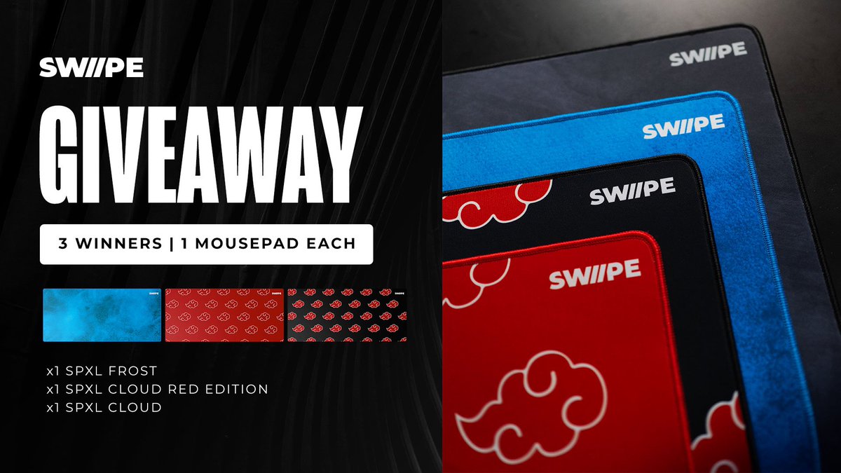 GIVING AWAY 3 SWIPE MOUSEPADS 🚨

To enter:
- Follow <a href="/swipemousepads/">SWIPE</a> &amp; @the1zk.
- RT &amp; like.
- Tag 2 friends.

Winners will be announced on May 19th.