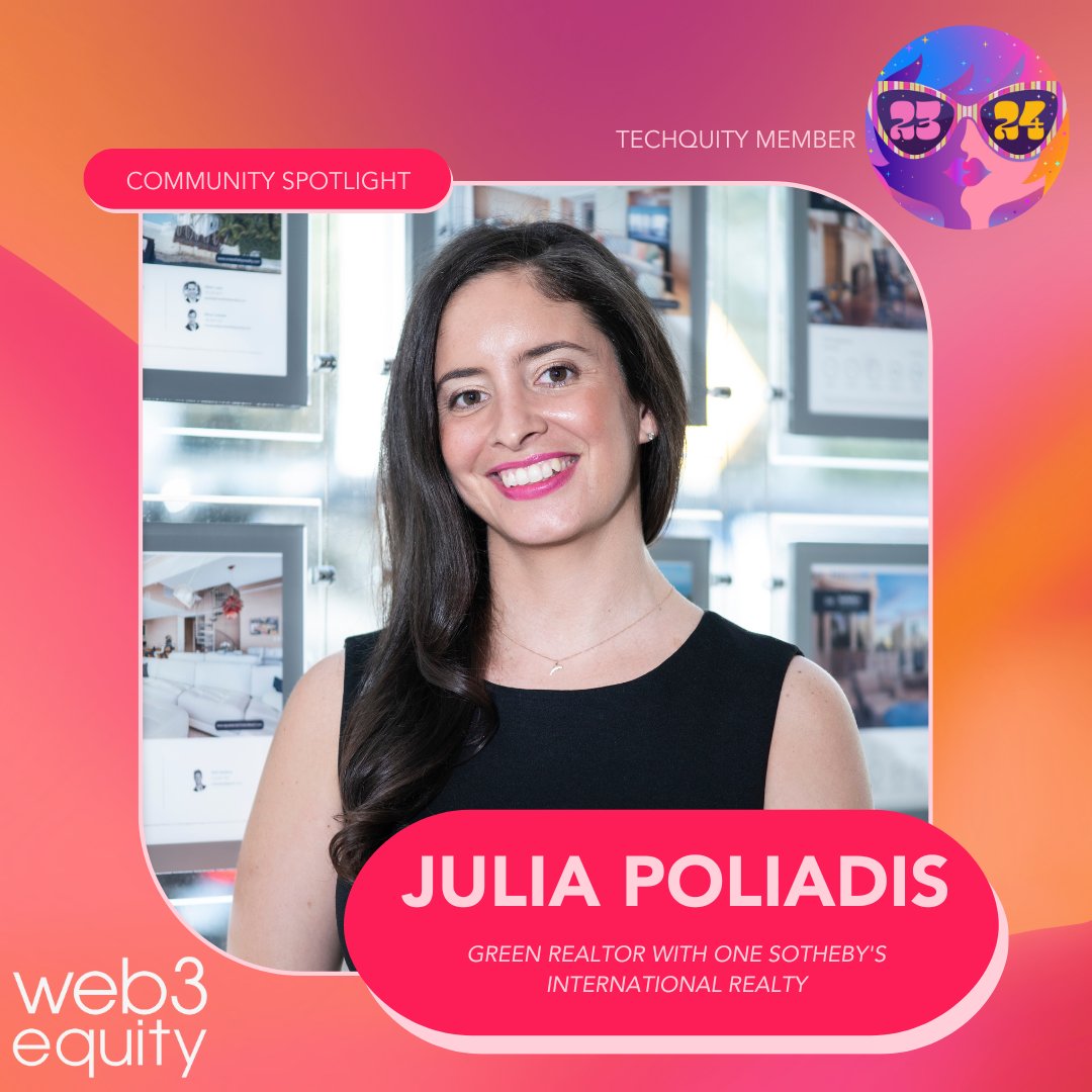Web3Equity's tweet photo. Meet Julia, a certified GREEN Realtor with @ONESIR, focusing on sustainable living and energy efficiency. She's the Chair of Hollywood's Sustainability Advisory Committee, a passionate environmental advocate, and a certified health coach and yoga instructor.🌱🌍 #Web3Equity https://t.co/wCiDKheWDb