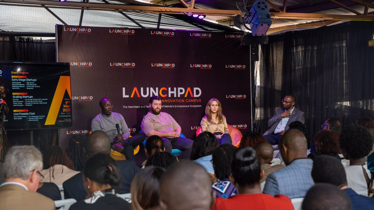 FromHereVC's tweet photo. Our investment principal @Msyoka hosted a groundbreaking space during the opening of @LaunchPad_KE to discuss scaling startups with top ecosystem CEOs, including #Rology's #MoazzHossam #ErickMuli of @lipalaterke and #TracyTurner of @CopiaKenya https://t.co/JO2eNBpchu