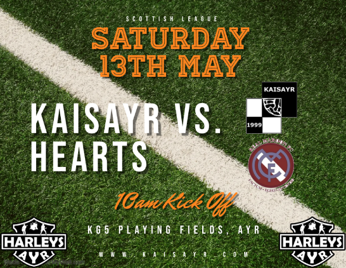 KaisAyr's tweet photo. Business end of the season and our last scheduled home match.

We welcome @RealMaroonFC to Ayr.

Sponsored by @HarleysAyr https://t.co/s8jftro9eX