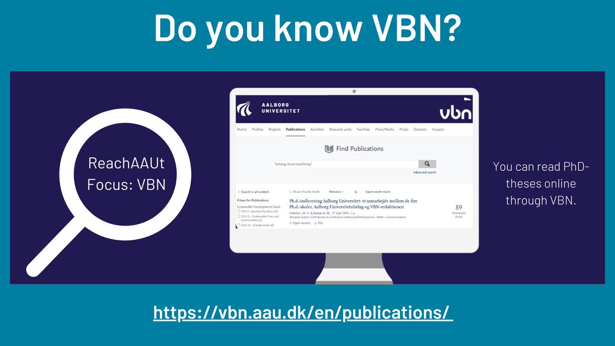 reachAAUt's tweet photo. Did you know that you can read published PhD-theses online through VBN? @VBNTEAMET At: https://t.co/mkzPi2x4mj  you can access PhD-theses from all research units at AAU – most of them published through Open Access! https://t.co/zUyQvVi91V
