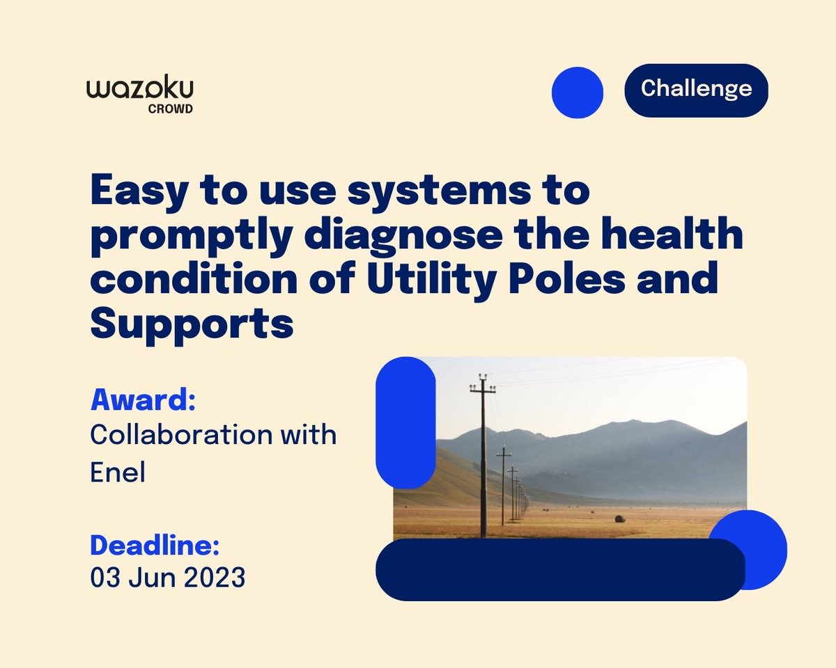 innocentive_'s tweet photo. Help Enel find a reliable and objective solution for pole/support health checks! We need your expertise around non-intrusive and efficient methods for assessing these structures. Help us improve safety and maintenance today: https://t.co/j32ms7F4cG
#innovation #OpenInnovability https://t.co/POefTjGqj9