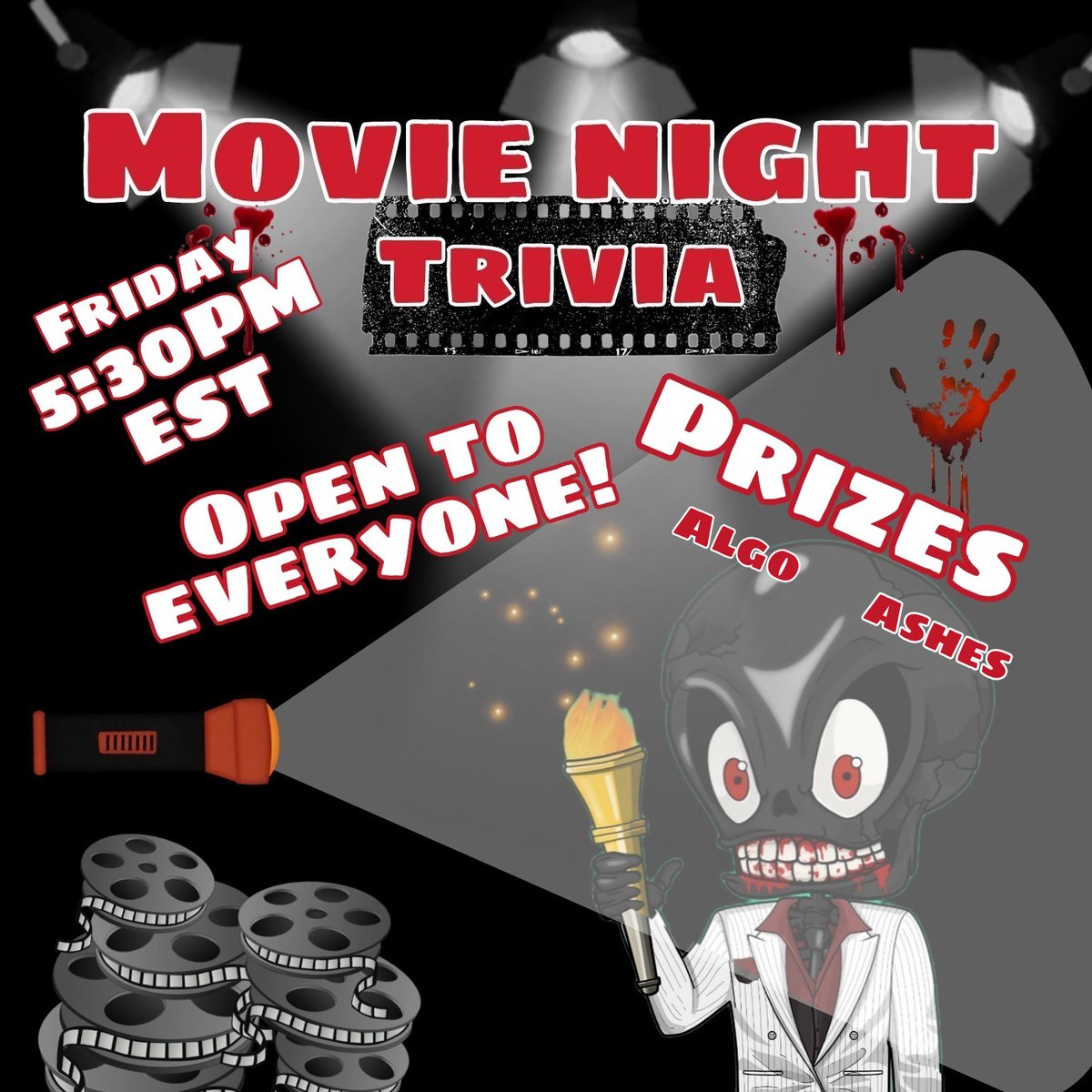 MichaelPrefonta's tweet photo. GM!
It's Friday! And it also mean...
Movies Trivia!!
Hosted by me in @AlgoBones discord, there is some prizes to be won aaannnd its open to everyone
See you there🫡💀
https://t.co/ZHjdGuyQTP
Haramboiz = next week final prize🎉 https://t.co/y2JgxhRbvx