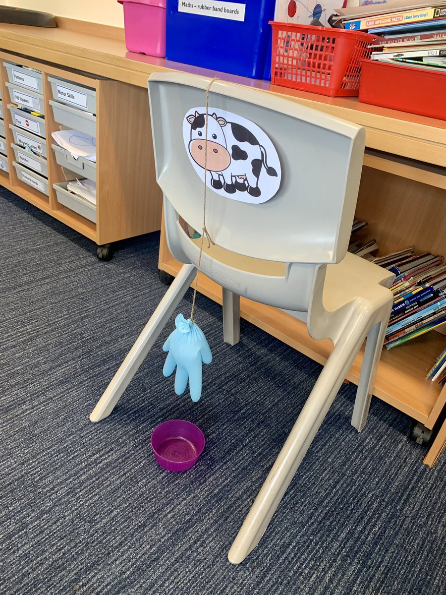 MrsDuncan123's tweet photo. For our on the farm topic continuing our learning about jobs on a farm, Room 4 became farmers this afternoon through play. They each ‘milked a cow’ to see how much milk they could collect in the bowl. They agreed it was hard work! 🐄🥛@HareleeshillPS #itsSLC https://t.co/OIV3s8IXW1