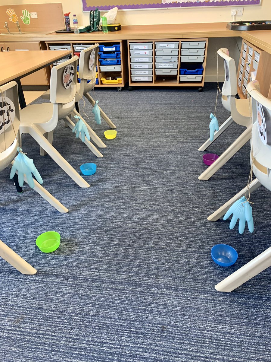 MrsDuncan123's tweet photo. For our on the farm topic continuing our learning about jobs on a farm, Room 4 became farmers this afternoon through play. They each ‘milked a cow’ to see how much milk they could collect in the bowl. They agreed it was hard work! 🐄🥛@HareleeshillPS #itsSLC https://t.co/OIV3s8IXW1