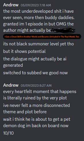 sparrow_dev's tweet photo. #honestanimereview https://t.co/m4QLzFdaQO