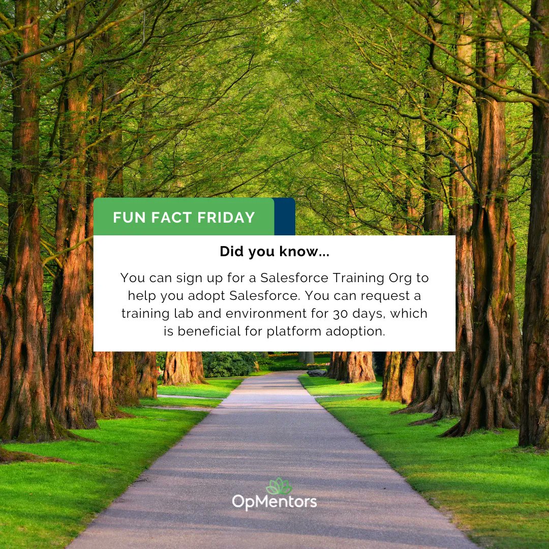 OpMentors's tweet image. Best kept @salesforce secret?? Anyone can tap into a 30-day free, fully configured Salesforce environment for studying and training! Link in 🧵
#SalesforceAdoption #SalesforceAdmin #SalesforceLearning