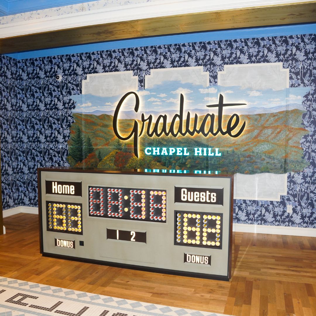 magnolianetwork's tweet photo. Chapel Hill, NC—a city rich in history and proud sporting traditions of the University of North Carolina. Learn how the @graduatehotels’ design team created this forward-thinking hotel with unique design elements. Watch #HandcraftedHotels on TV today at 3/2c on #MagnoliaNetwork. https://t.co/GN06OnZdgt