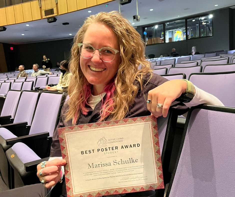 GPREDorg's tweet photo. Congrats to Marissa Schulke, a doctoral student studying exercise & nutrition, for winning Best Student Poster at the Active Living Conference. We're still celebrating this year's event and can't wait for next year! #ASUCollege #GraduateSchool #ASUResearch #Activeliving #GPRED https://t.co/IWccaATkVk