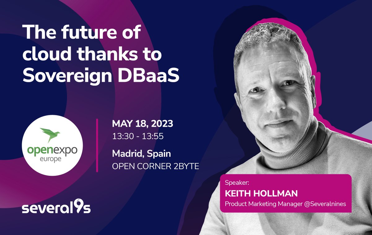 Heading to OpenExpo Europe next week? Come hear Keith Holman, Product Marketing Manager for Severalnines, discuss Sovereign DBaaS and the future of cloud! bit.ly/3O7KS3g

The session will be held on May 18th at 13:30.

See you then!

#OpenExpo #SovereignDBaaS #cloud