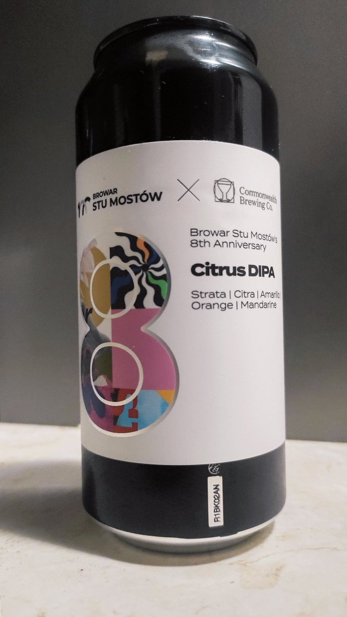 BojanowskiMarek's tweet image. #287
🍺 8th Anniversary Citrus DIPA
🇵🇱/🇺🇲 Browar Stu Mostów/Commonwealth Brewing Co
DIPA
Alk. 7.6%
Ekst.wag. 19.0
3.5/5
#craftbeer #beerreview #polishbeer #DIPA #piwokraftowe #browar #StuMostów #CommonwealthBrewingCo #hops #beergeak #beerpics #wroclaw
@BrowarStuMostow