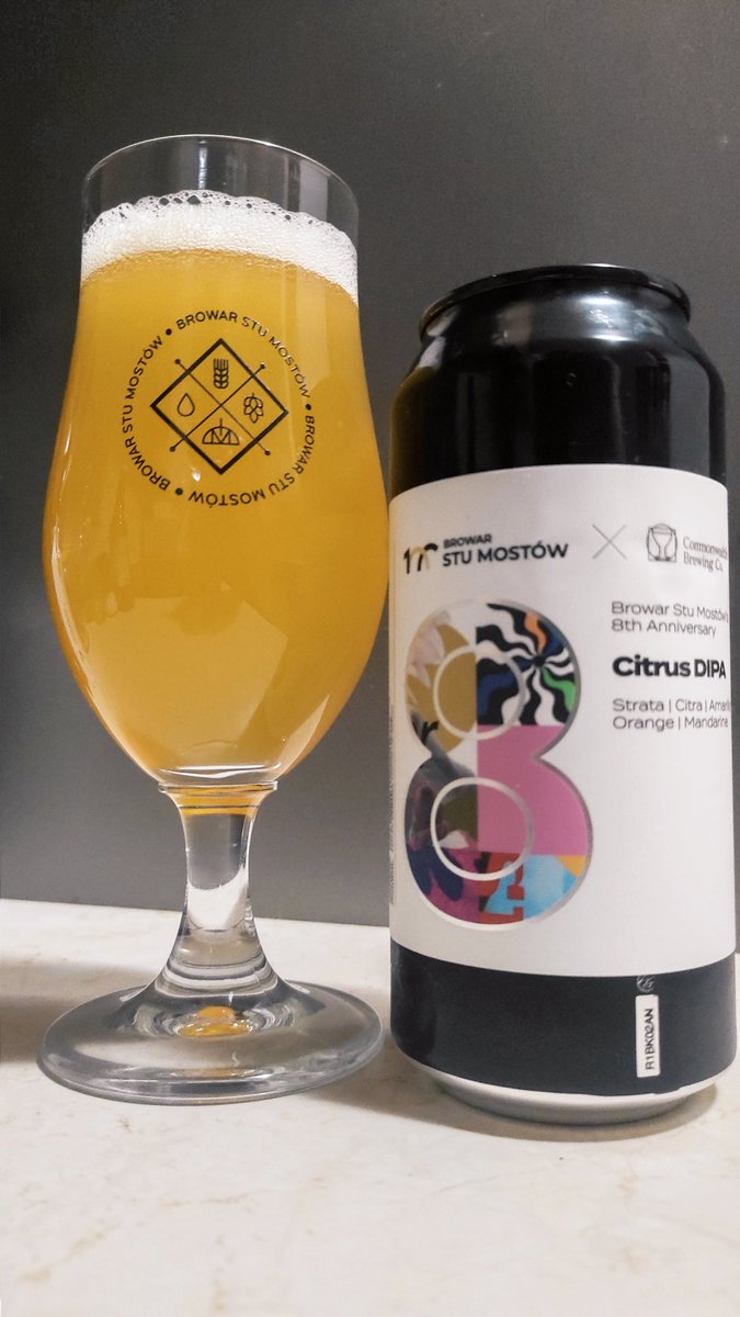 BojanowskiMarek's tweet image. #287
🍺 8th Anniversary Citrus DIPA
🇵🇱/🇺🇲 Browar Stu Mostów/Commonwealth Brewing Co
DIPA
Alk. 7.6%
Ekst.wag. 19.0
3.5/5
#craftbeer #beerreview #polishbeer #DIPA #piwokraftowe #browar #StuMostów #CommonwealthBrewingCo #hops #beergeak #beerpics #wroclaw
@BrowarStuMostow