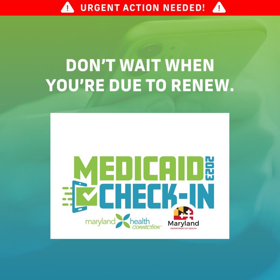 MoCoDHHS's tweet photo. Medicaid eligibility review is underway. If you’ve received your notice, don’t wait – complete your renewal today. Start by logging in to your account: https://t.co/acVCunjqN3 #MarylandHealthConnection #MontgomeryCountyHealthConnection #GetCoveredMD https://t.co/FALpr5bbV0