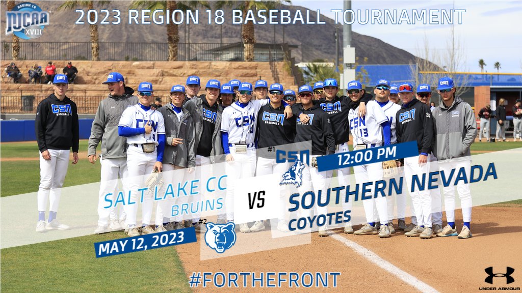 ⚾GAMEDAY⚾
2023 Region 18 Baseball Tournament 
🆚 | # 2 Salt Lake CC Bruins
📆 | May 12, 2023  
⌚ | 12:00 PM 
🏟️ | Morse Stadium
📍 | Henderson, NV
📺 | Coyote Sports Network 
scenicwestnetwork.com/csn/
🐺⚾️ #ForTheFront #ProtectTheDen #FinishTheFight #BeatTheBruins 
<a href="/csncoyote/">CSN</a>