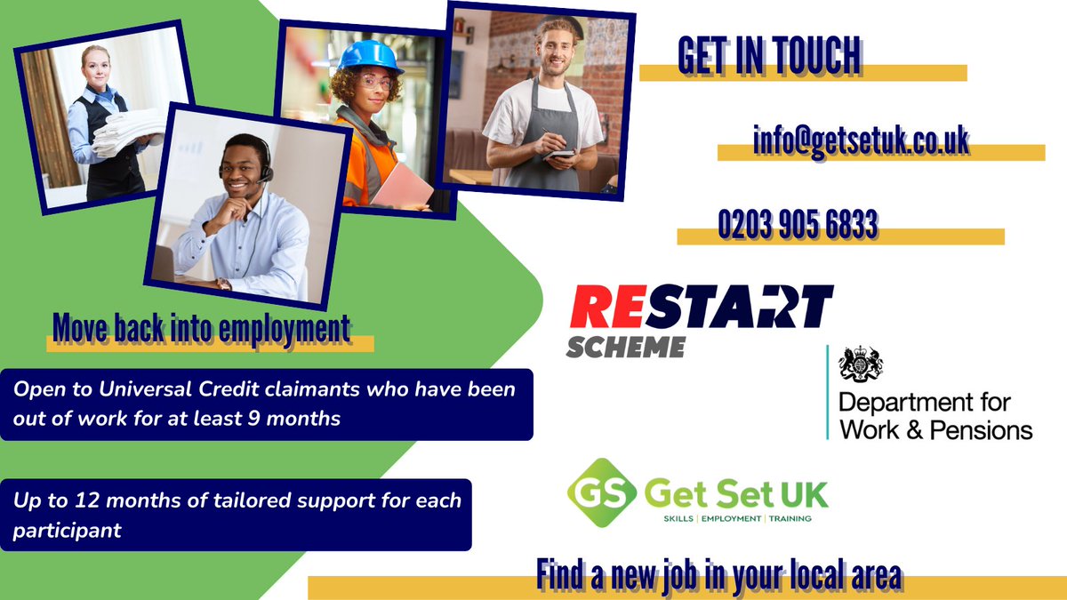 Get Set UK offers tailored support to Universal Credit claimants who have been out of work for at least 9 months. Did you know that in 2022, we helped over 4,000 people find new jobs? If you believe you may be eligible contact us or speak with your JCP Work coach.  #restartscheme