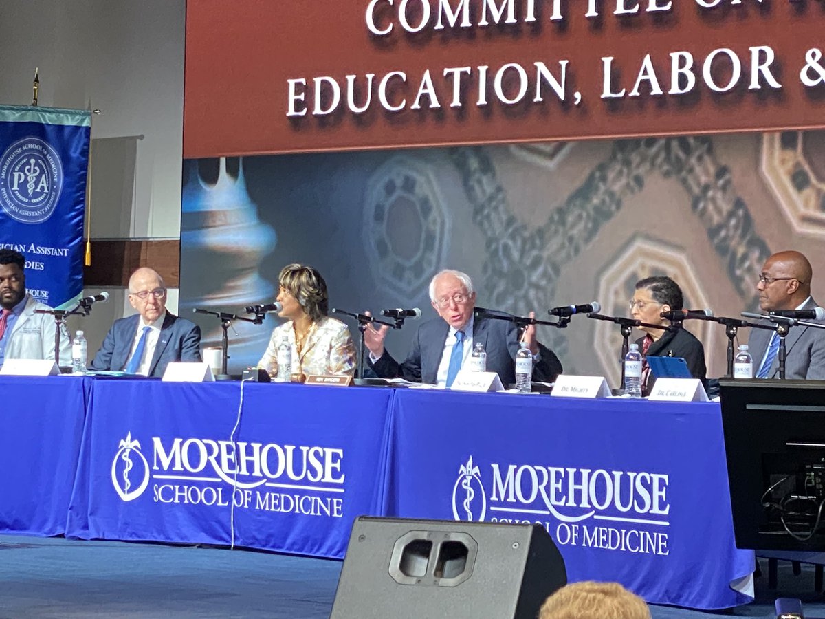 Round table talk with <a href="/BernieSanders/">Bernie Sanders</a> at Morehouse school of medicine. The panelist are discussing health, education, labor &amp;  Pensions