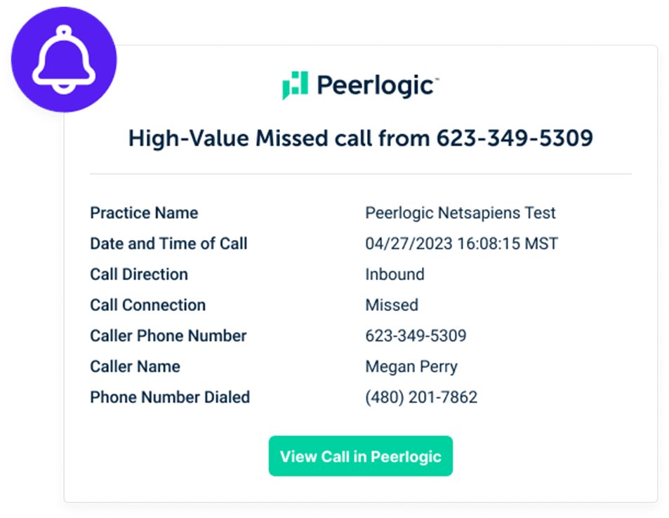 Take a look at what the Peerlogic high-value caller alert looks like! Our software utilizes advanced conversational AI technology to identify high-value callers for your dental practice. 

#Peerlogic #HighValueCallers #ConversationalAI #DentalPractice #PatientAcquisition