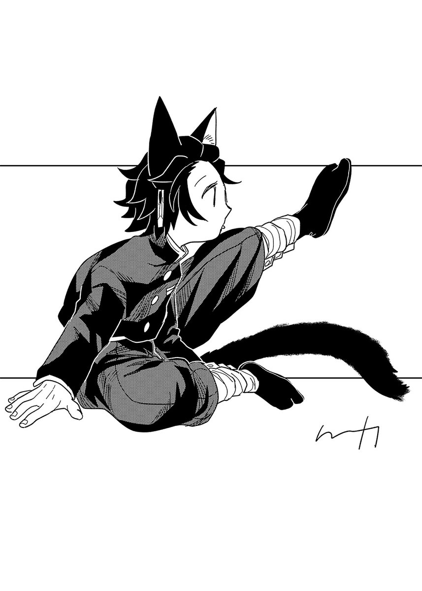 #odaibako_rooot7   猫の足開いて毛ずくろいするポーズ お題ありがとうございました～!