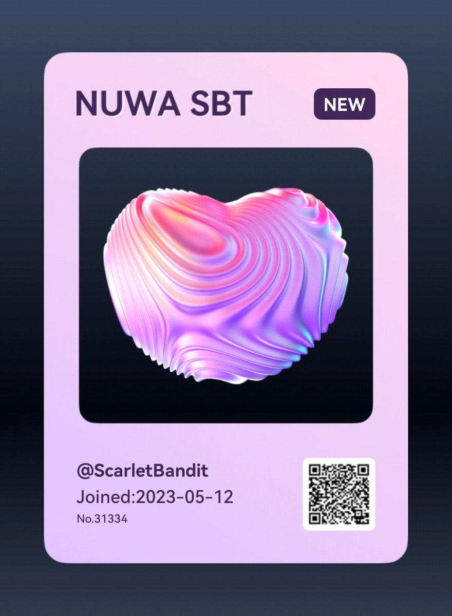 ScarletBandit01's tweet photo. #NUWAwakes just gave me free SBT! 🎉 All i did was download NUWA app, you can do the same ! 💰TOTALLY FREE! I'm following  @nuwaxyz for more REWARDS &amp; surprises!! 🎁  #NUWASBT #Freemint #NFTs

📲 Download NOW 🤗  [https://t.co/oEvQ3C15WT] https://t.co/rsRRZpR2UD