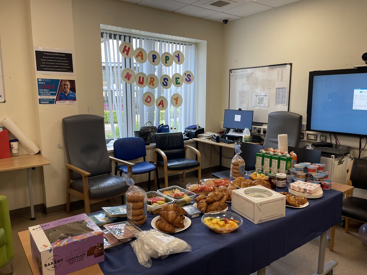 miss_emma1987's tweet photo. Breakfast became lunch due to acuity of department this morning. But def a wee boost for all staff celebrating #InternationalNursesDay2023! Thanks to @RCNNI_NorthernB @RCN_NI for our lovely cake! #EDnurses @gilmorebronagh2 @NHSCTrust @NHSCTStaff @millarwilson @gallger https://t.co/vwRDg9rZBJ