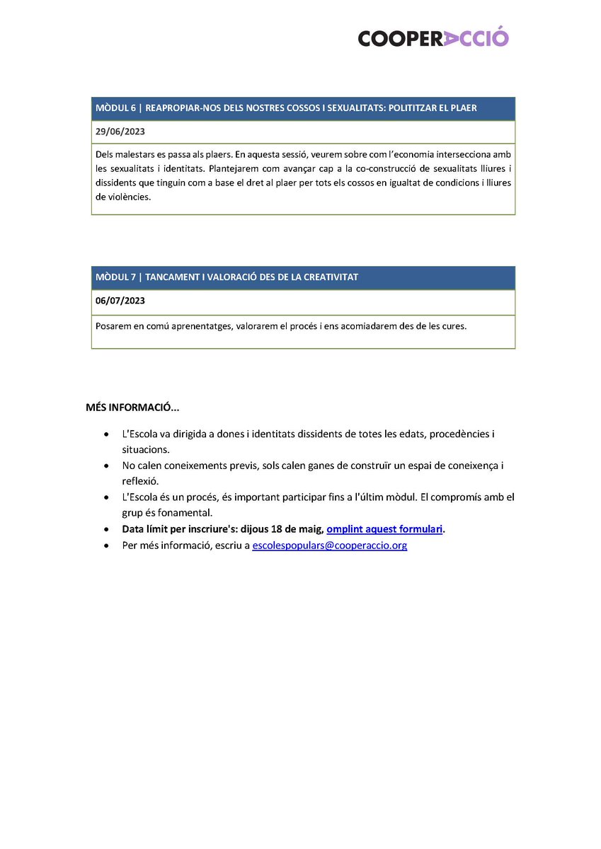 #EPEFLleida
🌱 Espai de formació, intercanvi i enxarxament per a dones i identitats dissidents on, a través de les experiències viscudes, reapropiar-nos de l’economia, dels temps de vida i dels cossos que sostenen la vida.

✍️🏾Mira el programa i inscriu-te! bit.ly/EPEF-Lleida
