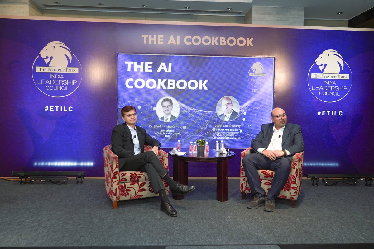 ILCbyTimesGroup's tweet photo. Our highly successful AI Cookbook session brought together renowned AI experts Dr. (Prof.) Nishakant Ojha and Mr Utpal Chakraborty and Indian business leaders to discuss the growth and challenges of AI implementation.

Here are a few glimpses from the session. 📸

#ETILC #AI https://t.co/LofkiXlo4G