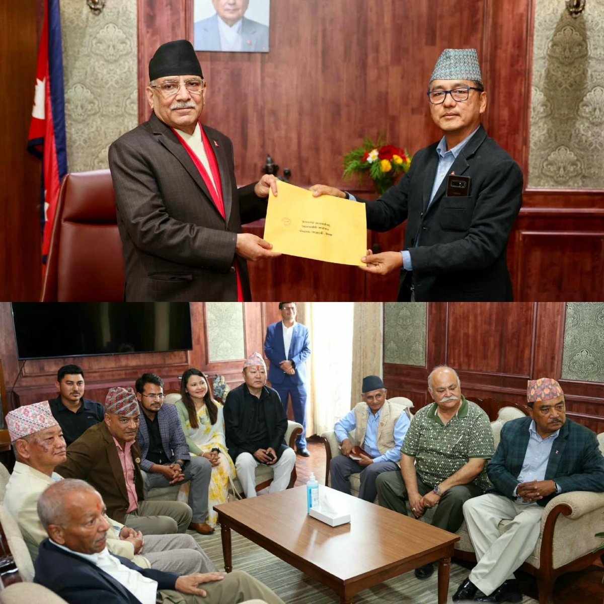 RONBupdates's tweet photo. Ra. Pra. Pa Leader Rajendra Lingden meets PM Prachanda and says, "कुनै भ्रष्टाचारीले उन्मुक्ति पाउनु हुन्न.... सबै ठुलठुला भ्रष्टाचार काण्डका फाइलहरू पनि खोलिनु पर्यो। २०४६ पछिका सबै उच्च पदस्थ नेता कर्मचारीहरूको सम्पत्ति छानबिन गरेर अवैध सम्पत्ति जफत गरियोस्। " 

Pic. Pradeep Raj Onta