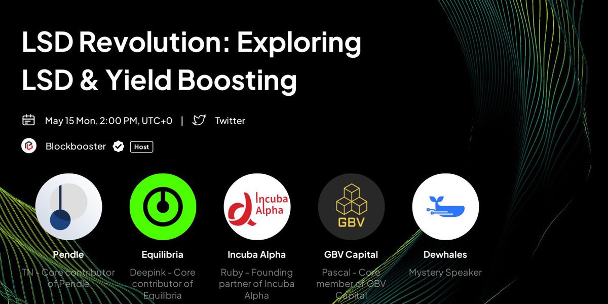Equilibriafi's tweet photo. 📢 @Equilibriafi Pre-Launch #AMA  
 
Join our AMA with @Pendle_fi @gbvofficial @DewhalesCapital @Incuba_Alpha to win 200 $USDT🎁!  
 
🕐 15th May, 2PM UTC 
🏡  https://t.co/7ijwEDMnCp
 
Rules: 
1️⃣ Follow 
2️⃣ Like, RT, Comment Qns 
3️⃣ Tag 3 frens
 
10 best Qns will be selected https://t.co/F29KVxRb2P