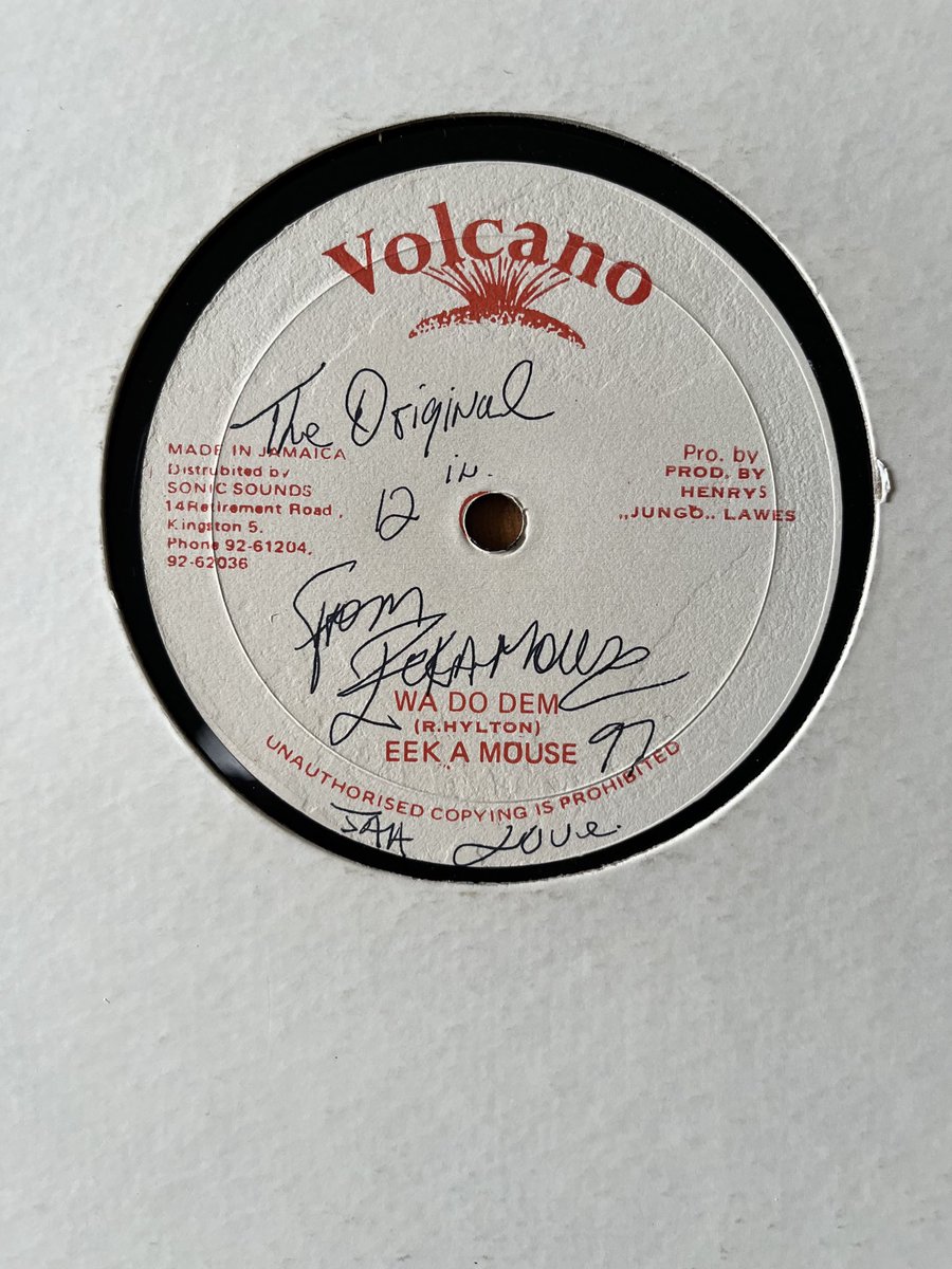 DavidRodigan's tweet photo. Just came across this classic on the original Jamaican label from 1981 signed by the man himself Mr. Ripton Hylton aka Eek A Mouse …this is still his biggest hit (of course) and the album  on ⁦@Greensleevesrec⁩ is still one of the biggest selling Reggae albums of all time. https://t.co/TqcDUcVOpw