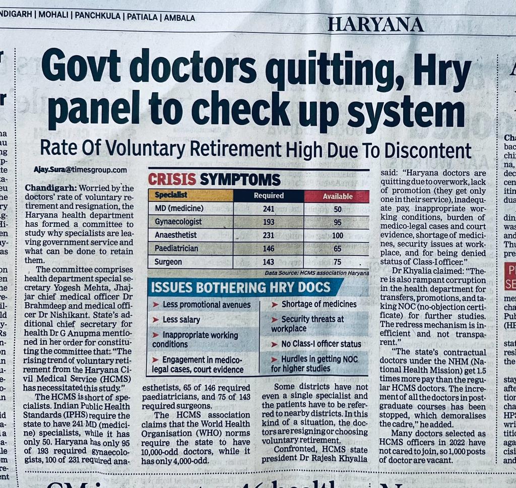 This is not limited only to Haryana but majority of States facing the same issues - Government must change their HR Policies......