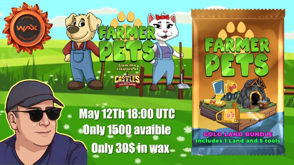 Giveaway By <a href="/farmerpets/">farmerpets</a> 🐱🐶
🎁5 WhiteList Pass 
📢RT &amp; like  
👀Follow <a href="/farmerpets/">farmerpets</a> &amp; <a href="/CryptoGamer66/">HabieruSan 👑</a>
✍️ Tag 3 friends 
👉Join DC server discord.gg/z29McTWtEf
Draw today in four hours 
#P2E #FarmerPets #NFTGiveaways #P2Egaming <a href="/WAX_io/">WAX</a>