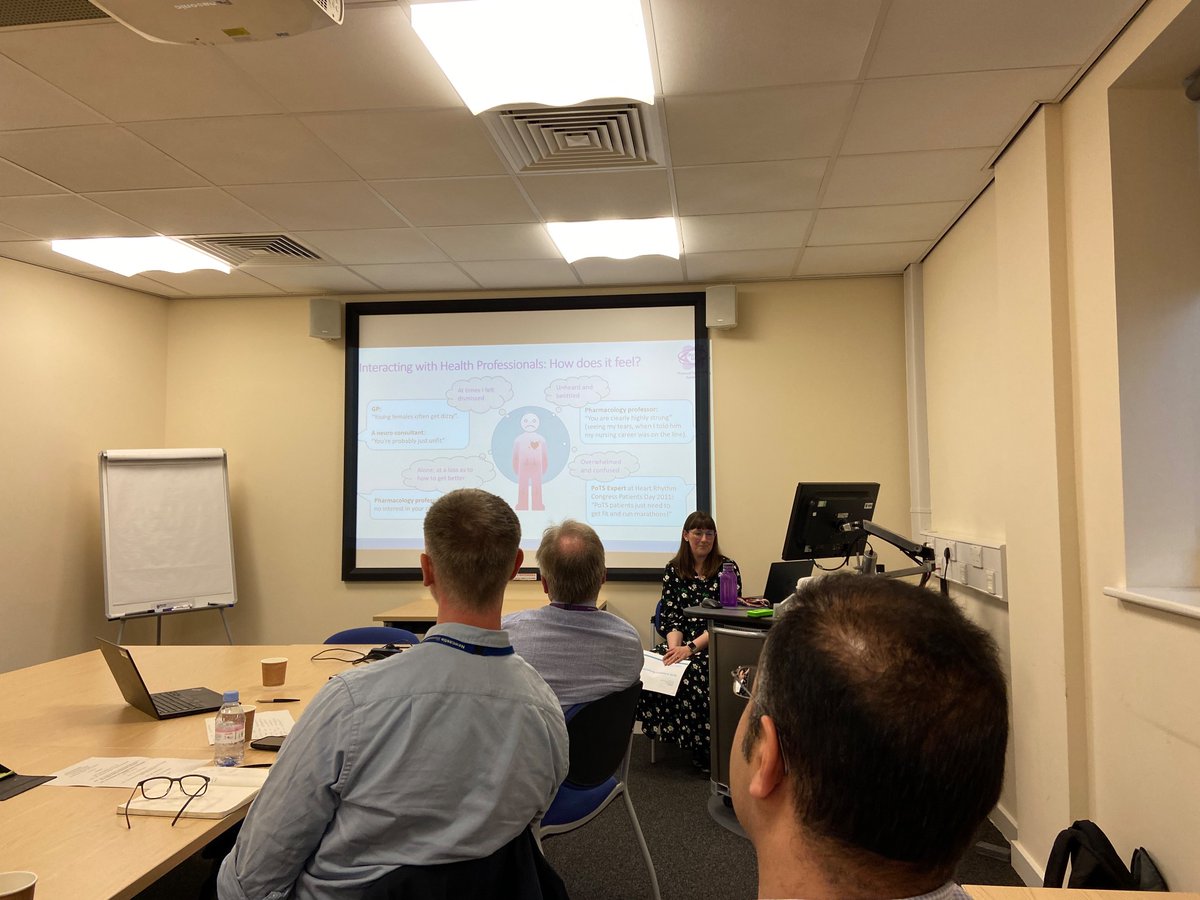Honoured to present to Regional Clinical colleagues about Positional Tachycardia Syndrome (PoTS) but more importantly to share a platform with Anita describing her experiences as a patient. Zoom in and look at some of the challenges she faced @AHSN_NENC @PoTS UK #POTS