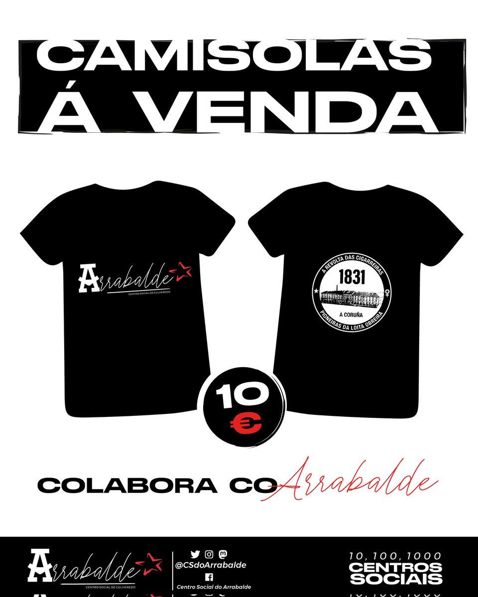 CAMISOLAS SOLIDÁRIAS 10€ 👕🔥

Sacamos umhas camisolas solidárias para seguir a nossa campanha de angariaçom de fundos. Seguimos ativas todo este tempo embora que nom tiveramos atividade por redes sociais. 

Ficade atentas às próximas publicaçons e reservade a vossa camisola!