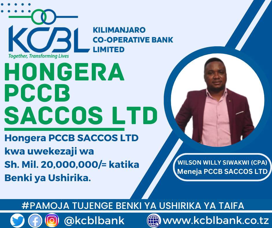 kcblbank's tweet photo. Hongera sana PCCB SACCOS LIMITED kwa uwekezaji huu 👏 #KCBL Pamoja tuyabadili Maisha https://t.co/0S1tVOEXNC
