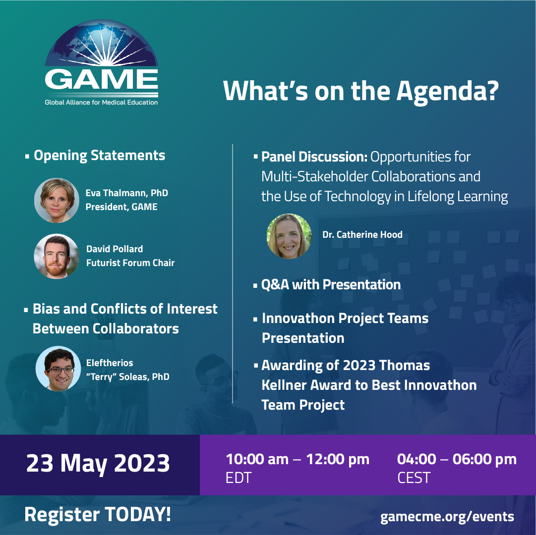 GAME_CME's tweet photo. So what’s on the agenda in this year’s #FuturistForum? As always, we seek to address important and urgent issues in the healthcare industry.

Register NOW and be part of this 2-hour futurist thinking discussion: https://t.co/Y0INuuFluk https://t.co/ejW9tycax7