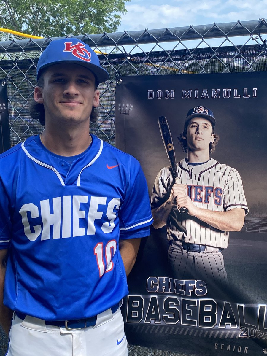 khsChiefPride's tweet photo. Today’s 2023 Chiefs Baseball Senior Shout Out # 10 Dom! My favorite memory of Kempsville Baseball is when we walked off against pa on our senior night 2 years ago. @kempsactivities 
@Dommianulli https://t.co/yuYevYv7pJ