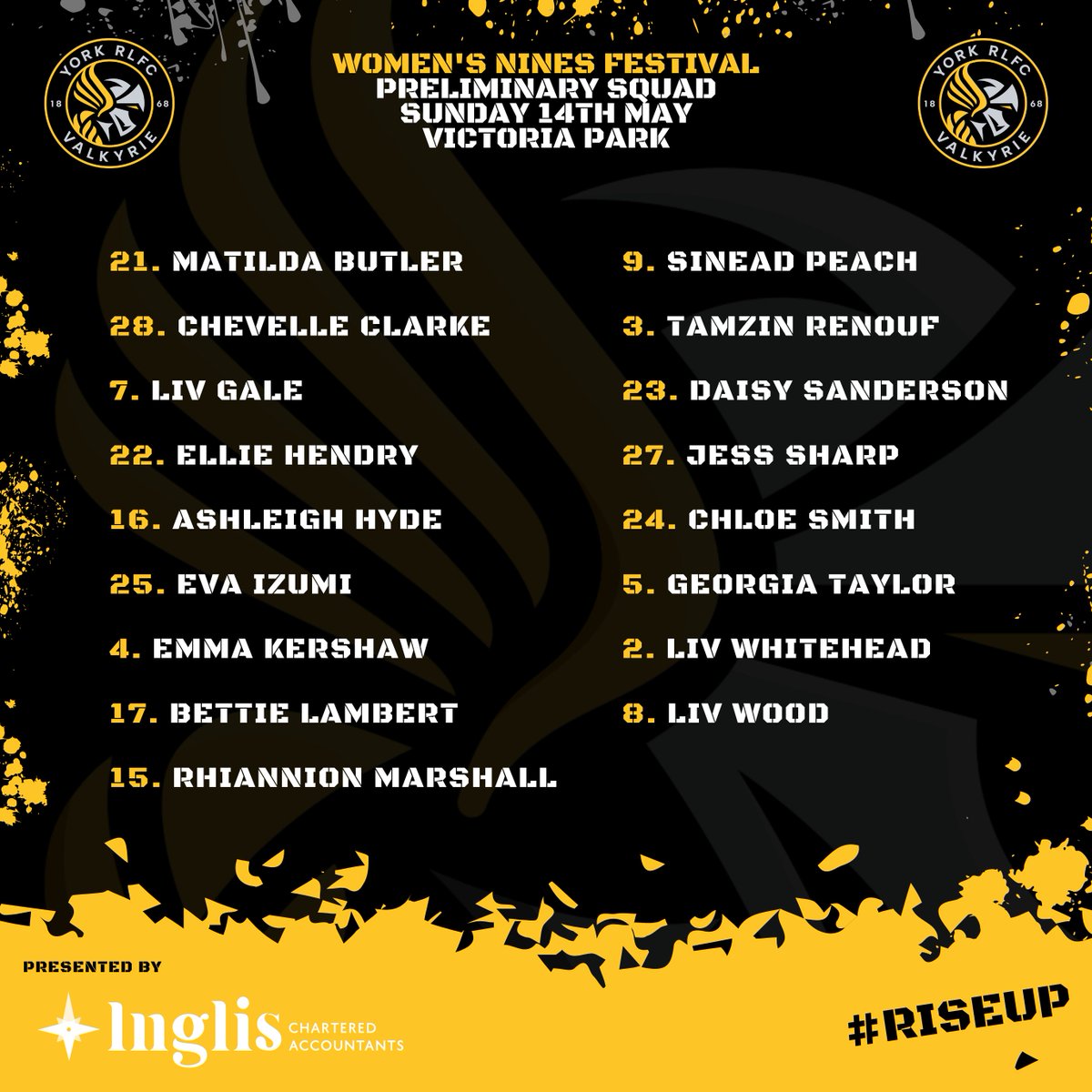 📜 𝙋𝙧𝙚𝙡𝙞𝙢𝙞𝙣𝙖𝙧𝙮 𝙨𝙦𝙪𝙖𝙙 𝙖𝙣𝙣𝙤𝙪𝙣𝙘𝙚𝙙!

Director of Rugby Lindsay Anfield has named her preliminary squad ahead of Sunday's Women's Nines Festival! 

🤝 @NoTaxPlease 

#RiseUp | #WeAreYork