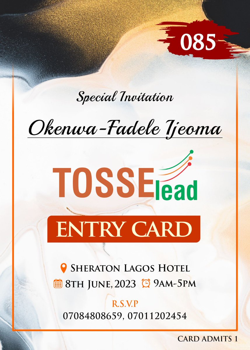 all_schoolsng's tweet photo. Africa's Biggest Education Show - TOSSE is around the corner!

Register now to get your e-invite and unlock a world of possibilities to meet innovative exhibitors and ingenious speakers that will shift your mindset to the next level.

#tosse2023 #tosse #entrycard #edumark https://t.co/7oyJ4jp0mt