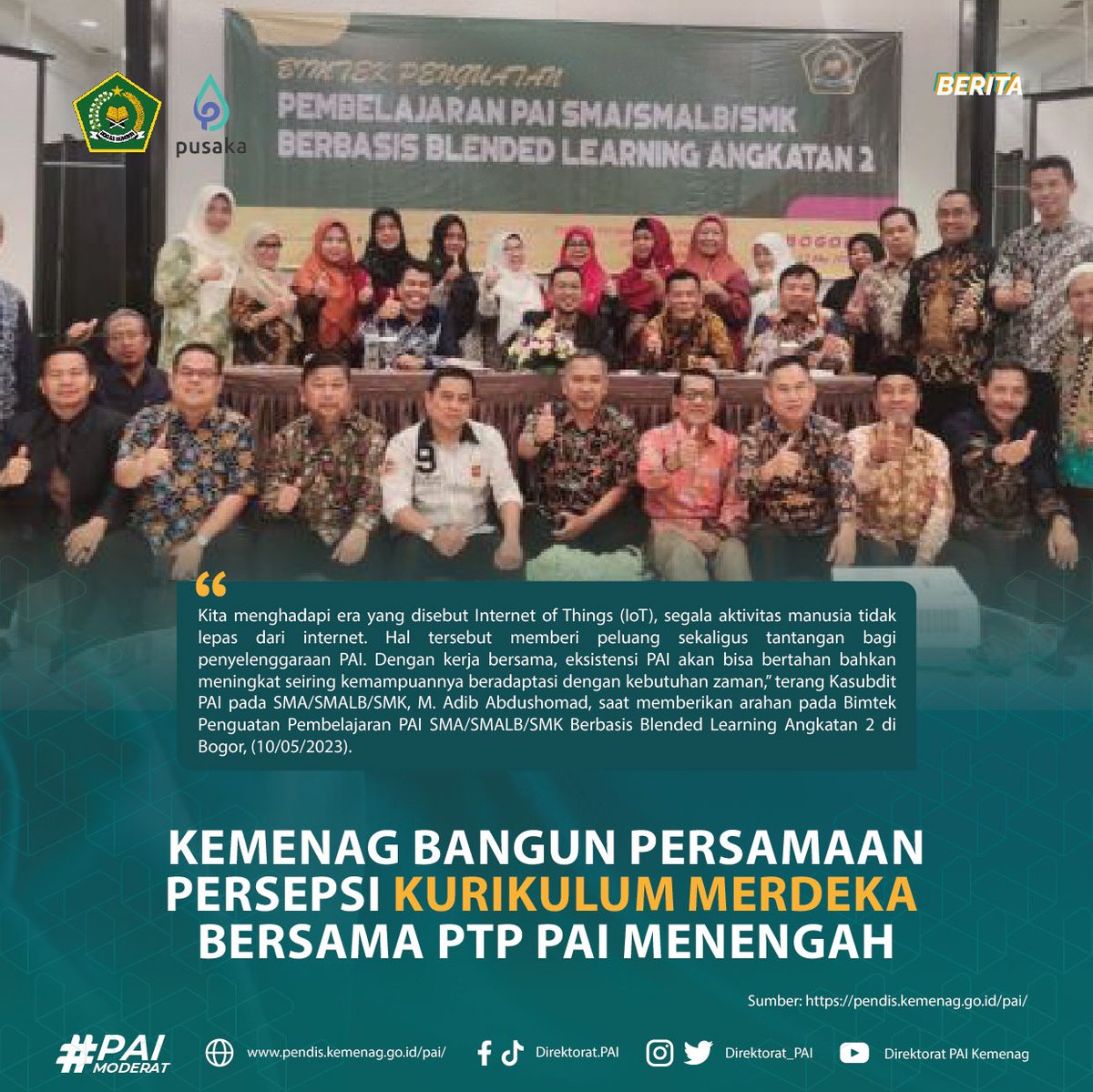 direktorat_pai's tweet photo. Kemenag Bangun Persamaan Persepsi Kurikulum Merdeka Bersama PTP PAI Menengah https://t.co/GnF3k2Oafv
#kerukunanumatuntukindonesiahebat #paimoderat #moderasiberagama https://t.co/c3b6RsOkah